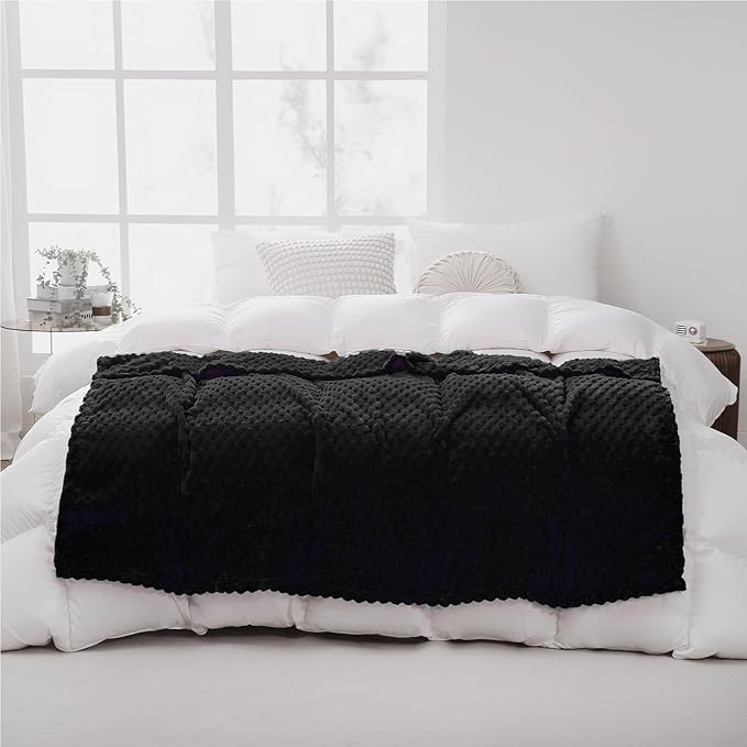 Puncuntex Black Throw Blanket 50"×60" inches Fuzzy 3D Jacquard Decorative | Flannel Fleece Super Soft Plush Cozy Blanket for Couch Sofa Chair Lightweight