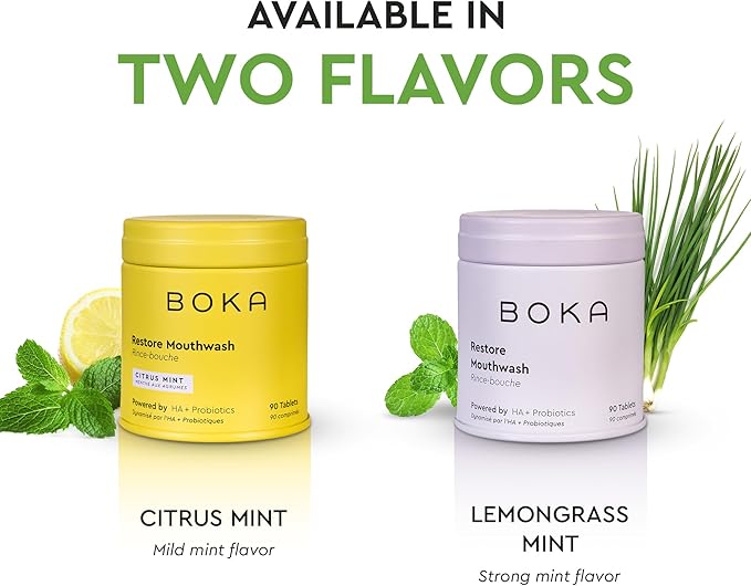 Boka Travel Size Mouthwash Tablets - Hydroxyapatite, Fluoride Free & Alcohol Free - Chewable Tablets to Freshen Breath - (90 Pcs, Mint)