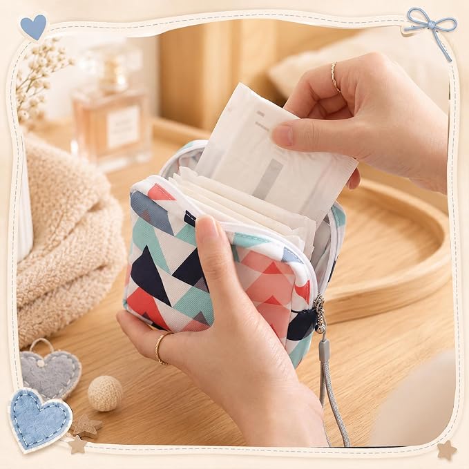 Paterr 24 Pcs Sanitary Napkin Storage Bag Set Including Portable Period Pouch Hand Wrist Strap Lanyard String Holder Tampons Holder Pouch First Period Gift for Teen Girls(Cute Style)
