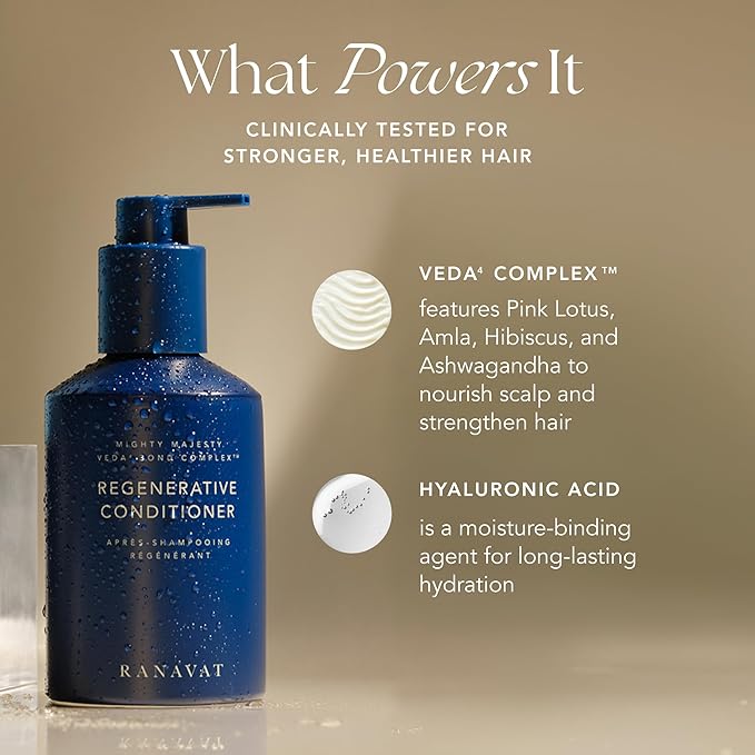 RANAVAT Regenerative Veda⁴ Bond Complex Hair Conditioner - Moisturizing Conditioner for Hair Breakage Repair & Scalp Care - Silicone-Free Volumizing Conditioner for All Hair Types (8 oz)