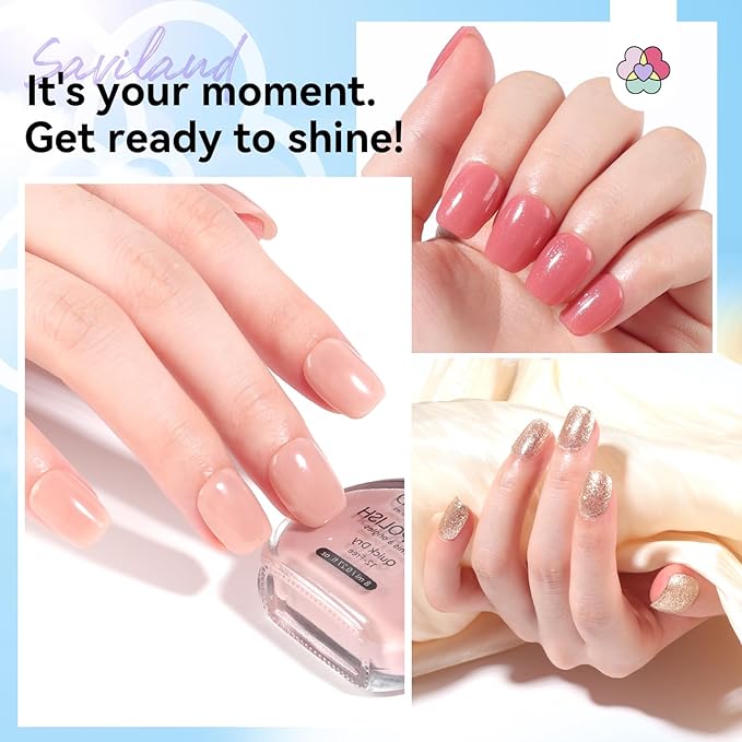 SAVILAND Nude Nail Polish Set: 6Pcs Classic Neutral Glitter Colors Quick Dry Nail Polish Fall Winter Mini 12-Free Fingernail Polish Vegan Nail Toes Lacquer DIY Manicure Women Gift Home Use
