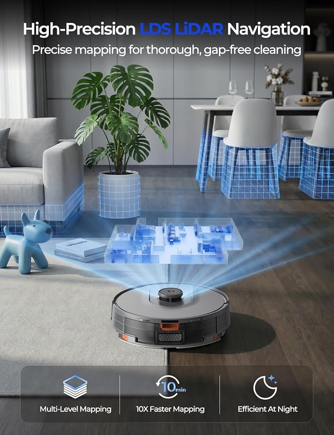 Robot Vacuum 20,000Pa Robot Vacuum Mop,120Day Self Emptying Vacuum Robot,Lidar Navigation,2.4G 5G WiFi APP Aspirateur Robot,Self-Charging Robot Vacuums for Floor,Pet,Carpet R11Gray