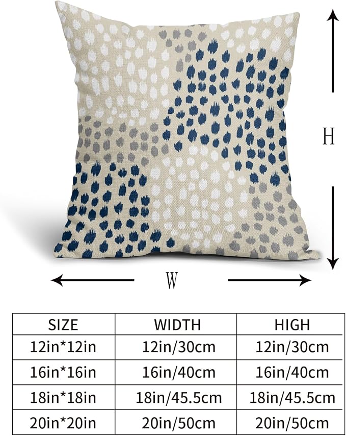 Blue White Pillow Covers 18x18 Set of 2 Boho Gray Polka Dot Throw Pillows Modern Trendy Print Decorative Outdoor Farmhouse Pillowcase Cushion Cover Linen Pillow Case Decor for Home Sofa Couch Bed