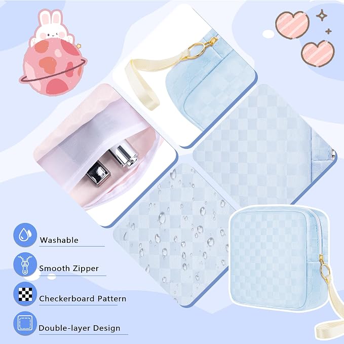 Likesing First Period Kit for Girls, 5.3" Checkered Tampon Holder for Purse, Menstrual Starter Tampon Bag Pad Pouch, Emergency Sanitary Napkin Storage Bag Teen Period Kit Gifts for Tweens