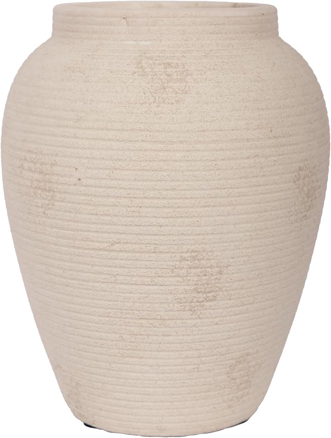 8.1" Terracotta Vase, Small Ceramic Vase for Decor | Small vase with pottery shape; textured ceramic vase, watertight for flowers, pampas grass, shelves, mantels and tables