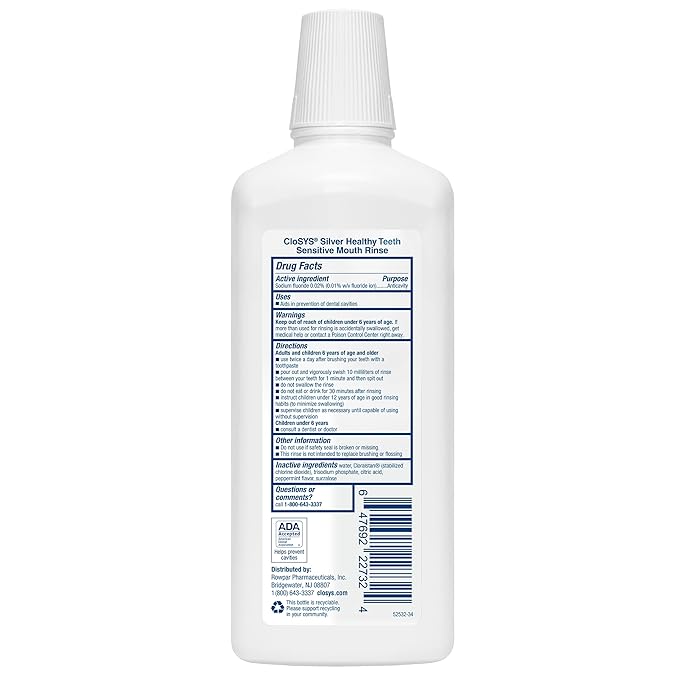 Closys Healthy Teeth Anti-Cavity Oral Rinse Mouthwash with Fluoride, Non-Burning, Non-Irritating – 32 Fl Oz