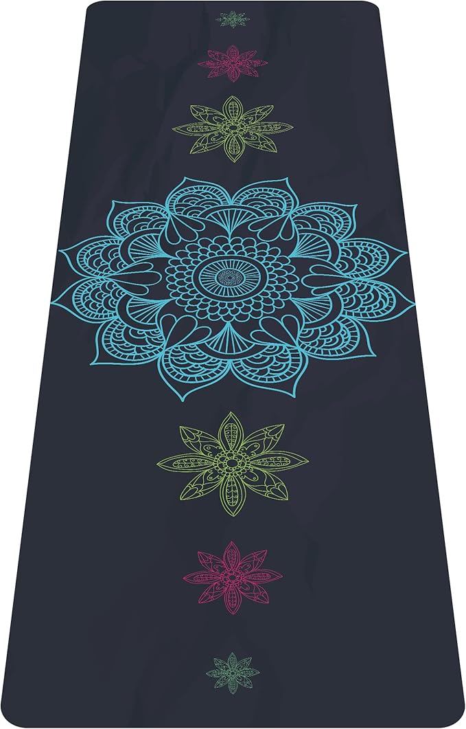 nuveti Printed Travel Yoga Mat-1/16 Inch Thick Non Slip Fitness Workout Mat with Carrying Bag, Foldable Lightweight Suede & Natural Rubber Yoga Mat for Yoga Pilates and Fitness 72" L x 24" W x 1.5mm