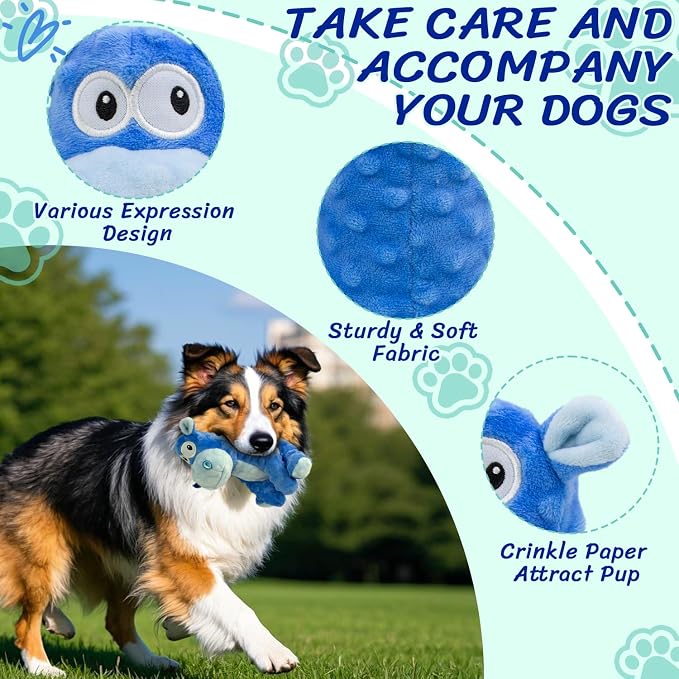 Squeaky Stuffed Dog Toys, Chew Hippo for Large Medium Small Breeds