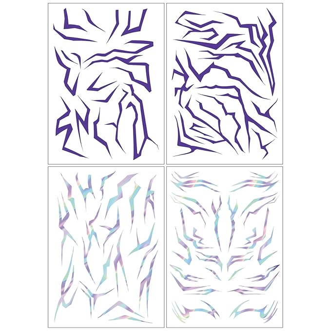 Purple Ombre Temporary Patterns Tattoo – Halloween Water Transfer Realistic Waterproof Body Art for Cosplay, Halloween, and Party Makeup (4 PCS)