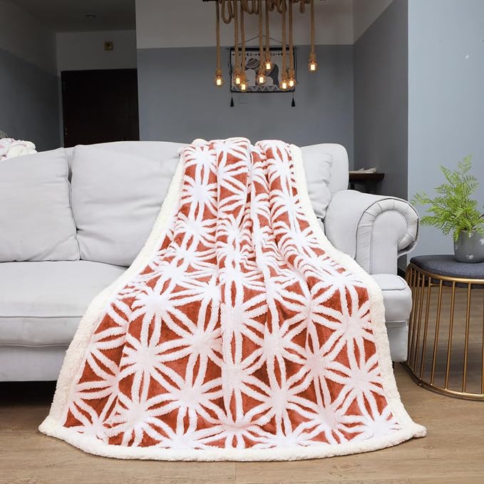 LOMAO Sherpa Fleece Blanket Fuzzy Soft Throw Blanket Dual Sided Blanket for Couch Sofa Bed (Coral, 51"x63")