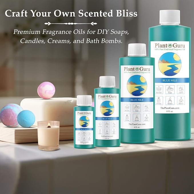 Blue Nile Fragrance Oil 8 fl. oz. Scented Oil for DIY Soap Making, Candles, Bath Bombs, Body Butters. Used in Aromatherapy Diffusers, Burners and Warmers. Add to Lotions and Creams.