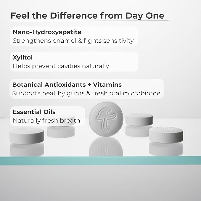 Tidalove Cool Mint Fluoride-Free Toothpaste Tablets with Nano Hydroxyapatite | Natural Whitening, Enamel Strengthening, Plastic-Free & Travel-Friendly (4 Month Refill)