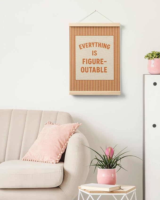FGFK Everything Is Figureoutable Positive Affirmations Wall Art Poster Hanger Frame, Retro Orange Inspirational Canvas Prints Framed Wall Decor for Office Classroom Home Bedroom, 12x16 Inch