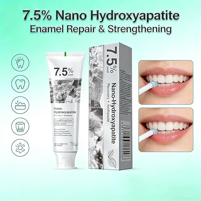 Hydroxyapatite Toothpaste, 7.5% Nano Deep Cleaning Toothpaste for Advanced Enamel Protection, Sensitive Relief Fluoride Free Effective Toothpastes, with Fresh Mint (4.2 Fl Oz (Pack of 3))