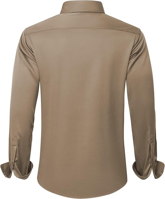 J.VER Men's Dress Shirts Solid Long Sleeve Stretch Wrinkle-Free Formal Shirt Business Casual Button Down Shirts