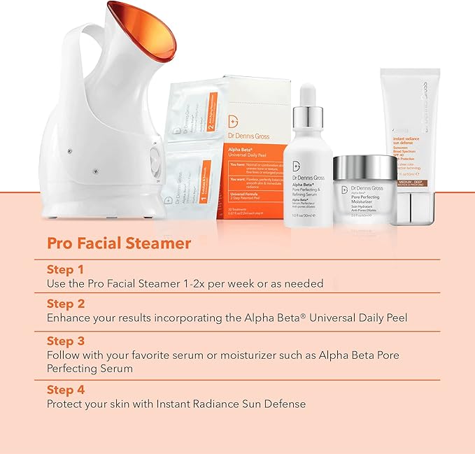 Dr. Dennis Gross Pro Facial Steamer for Facial Deep Cleaning: Infuse Skin with Hydration, Clarify Complexion, and Detox Skin