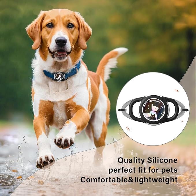 Waterproof AirTag Holder for Dog Collar, Soft Slide-On Dog AirTag Holder | Full-Body Protection, No-Dangle Fit, Ultra-Durable, Lightweight, Tool-Free Installation, Fits Dog & Cat Collars