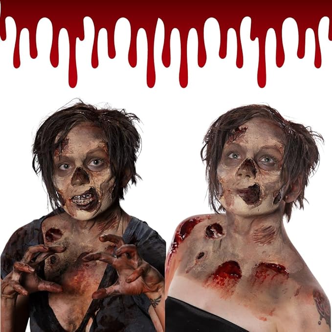 FX Zombie Ammonia Free Liquid Latex 2 Pack + Fake Blood for Halloween Vampire, Monster, Zombie Makeup and Dress up, Ideal for Art, Theater, Stage Blood