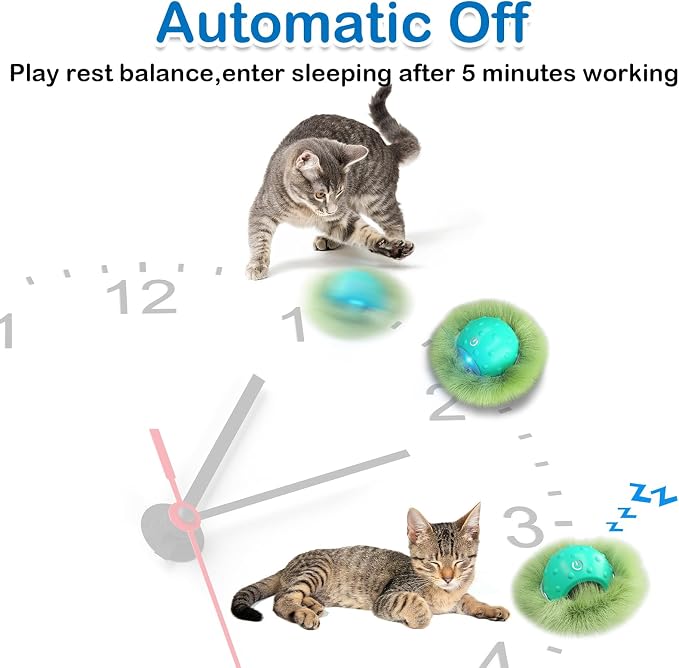 Waaiio Interactive Cat Toys for Indoor Cats,Automatic Moving Cat Ball in Pouch,Chirping Stimulation,Hide-n-Seek Chase Exercise Game,Motion Activate,Rechargeable Kitten Toys