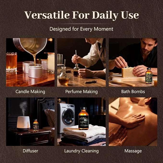 Auelife 4oz Smoke & Vanilla Men Essential Oils for Diffusers for Home - Long Lasting Fragrance Oil for Candle & Soap Making, Father's Day & Birthday Gifts for Him - Masculine Scented Oil for Men Gift