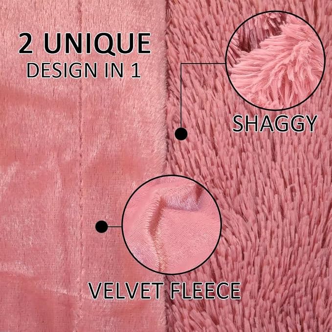 YUSOKI Long Faux Fur Queen Size Blanket, Pink, 90" x 90" | Ultra Soft, Lightweight for All Season Use, stays fluffy after repeated washes, Perfect Gifts, Machine Washable