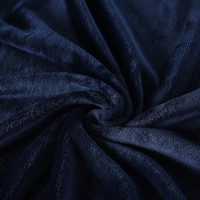 TASTHROW Large Flannel Fleece Throw Blanket, 60×80 Inch - Navy | Cozy Lightweight Thick Blanket - All Seasons Suitable for Women, Men and Kids