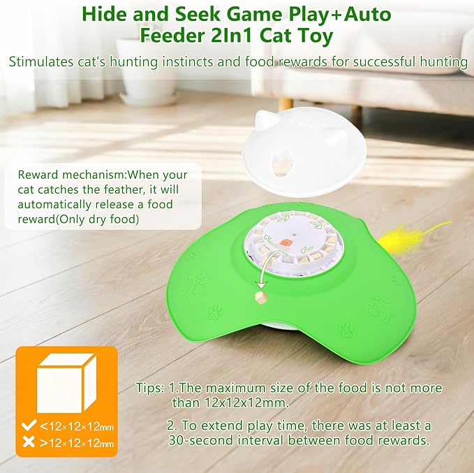 Hide and Seek Cat Toy,Rechargeable Whack-a-Mole Automatic Treat Reward,Interactive Cat Toy for Indoor Cats, Motion Touch Activated Electronic Cat Toys,Silicone Cat Play Mat for Bored Adult Kittens