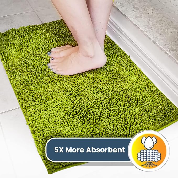 Muddy Mat® | Super Water Absorbent Door Mat Indoor, Microfiber Quick Dry Chenille Entryway Rug,Slip Resistant Front Door Mat,Indoor Mats for Entryway,Machine Washable Pet Rug, Spring Green 24" x 96"