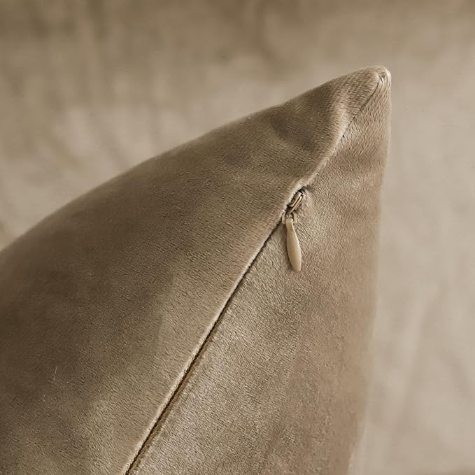 Artscope Luxury Velvet Pillow Covers Decorative Rectangle Pillowcases Soft Solid Cushion Cases for Couch Sofa Bedroom Car Decor 16x24 Inch Golden Brown