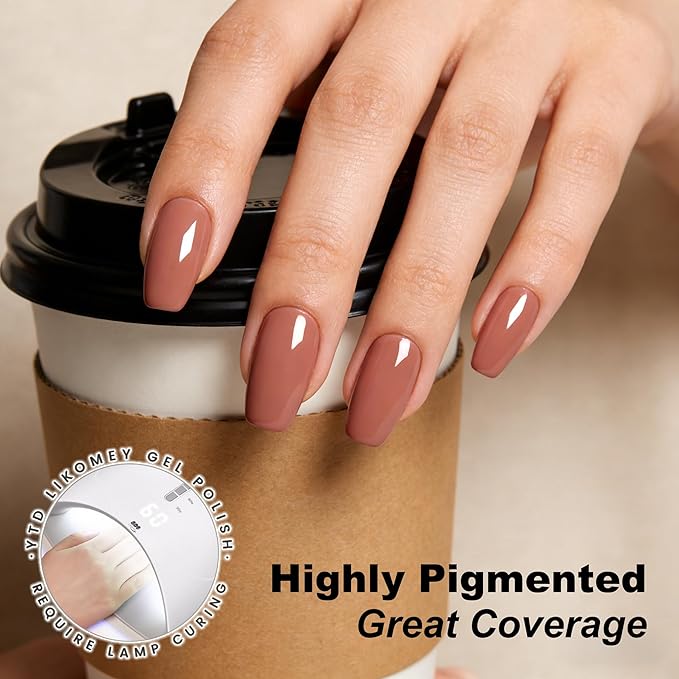 YTD Likomey Oatmeal Light Brown Gel Nail Polish,15ml Salon Home DIY Manicure and Pedicure Fall Winter UV Color Varnish,CS463
