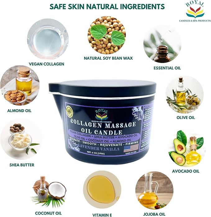 Massage Oil Candle, Body Massage Oil Candle, Candle Massage Oil, Aromatherapy Candle, Couple Massage Oil Candle, 6 oz. with Pouring spout - Lavender Vanilla Scent.