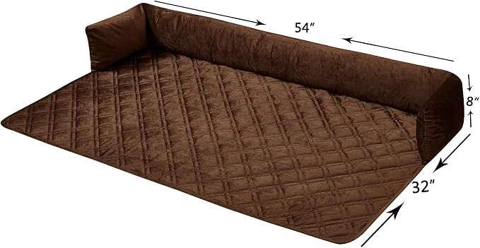 Brilliant Sunshine Chocolate Velvet Dog Sofa Slipcover, Extra Large | Calming Pet Couch Bed with Removable & Washable Cover, Funiture Protector & Bed Mat for Dogs, Pets, Cats, 54"×32"×8"