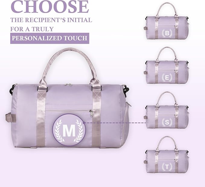 Gym Bag for Women, Personalized Duffle Bag with Shoe Compartment, Sports Bag for Yoga & Dance with Wet Pocket and Mat Strap.