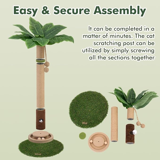 Tall Cat Scratching Post,Cat Toys,Cat Scratcher Tree for Large Cat | Heavy Duty,Protect Sofa,Modern Boho,Cat Ball Track,Cat Tree,For Indoor Cats