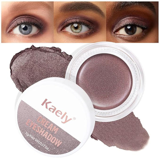 evpct Single Cream Eye Shadow Palette Pot Makeup for Older Women, Taupe Mauve Shimmer Glitter Metallic Monochrome Cream to Powder Eyeshadow Palette Eye Brightener, High Pigment Waterproof Blendable
