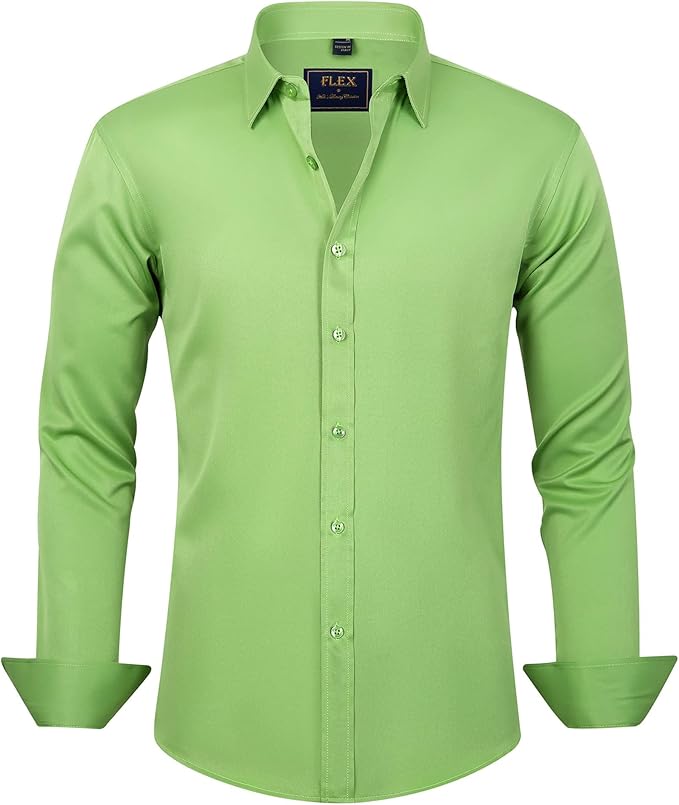 J.VER Men's Dress Shirts Solid Long Sleeve Stretch Wrinkle-Free Formal Shirt Business Casual Button Down Shirts