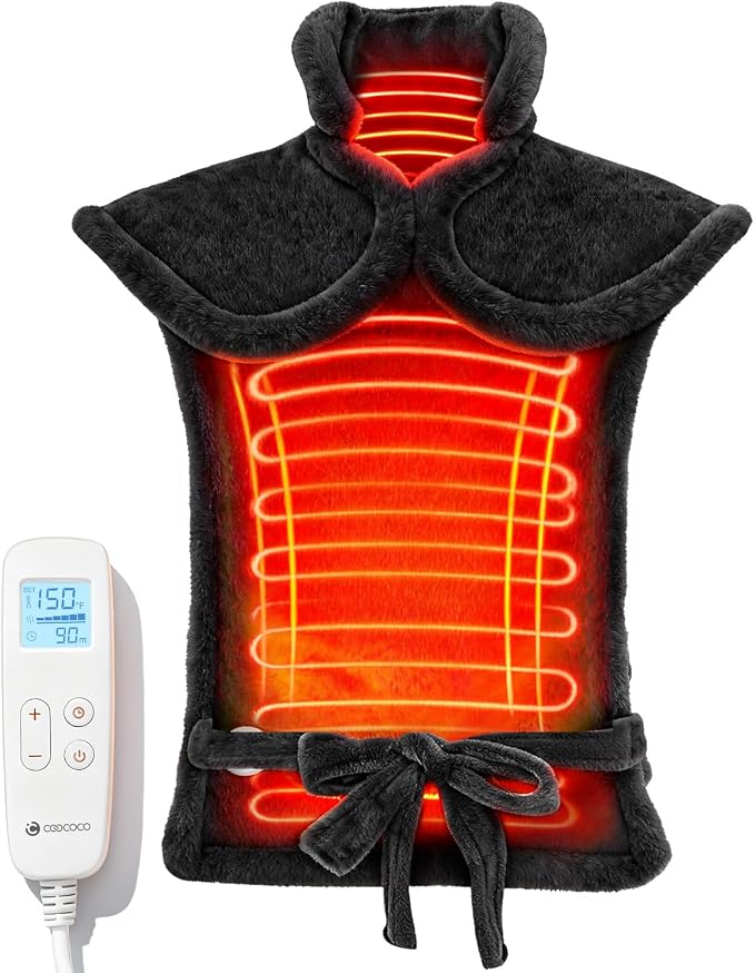 CooCoCo 37"x24" Heating Pad for Neck and Shoulders and Back, FSA Eligible Heat Pad for Back Pain Relief, HSA Approved Full Back Heated Pad, 6 Heat Settings 3 Timers Auto-Off, ETL Certified