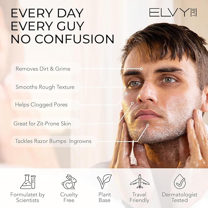 Gentle Face Cleanser for Men | Deep Cleansing Face Wash with Oat Amino Acid & Glycerin | Skincare for Oily, Dry & Sensitive Skin | Travel-Size Facial Cleanser (1 Fl Oz)