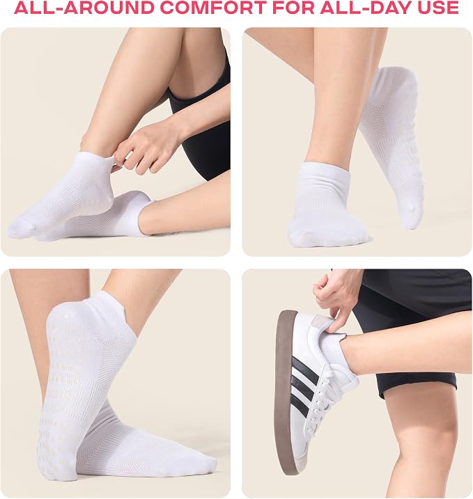 COOLMATE Pilates Socks with Grips for Women, Yoga Socks, Crew Non Slip Women for Barre, Pilates Gifts for Women