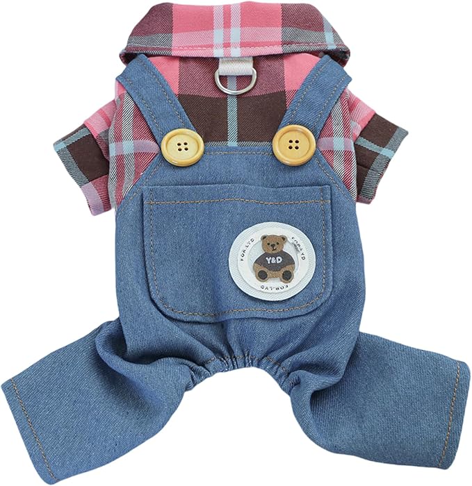 Dog Stylish Overalls Comfortable Puppy One Piece Outfits Summer Bib Overalls for Small Dogs Cute Pet Jumpsuit Onesie Chihuahua Yorkies Birthday Holiday Clothes Costume