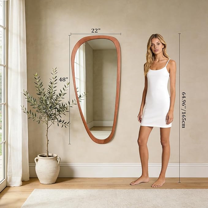Asymmetrical Mirror, Irregular Mirror Full Length, Boho Wall Mirrors Decorative for Bedroom Living Room Entryway Hall, Mid Century Modern Decor 48" H x 22" W