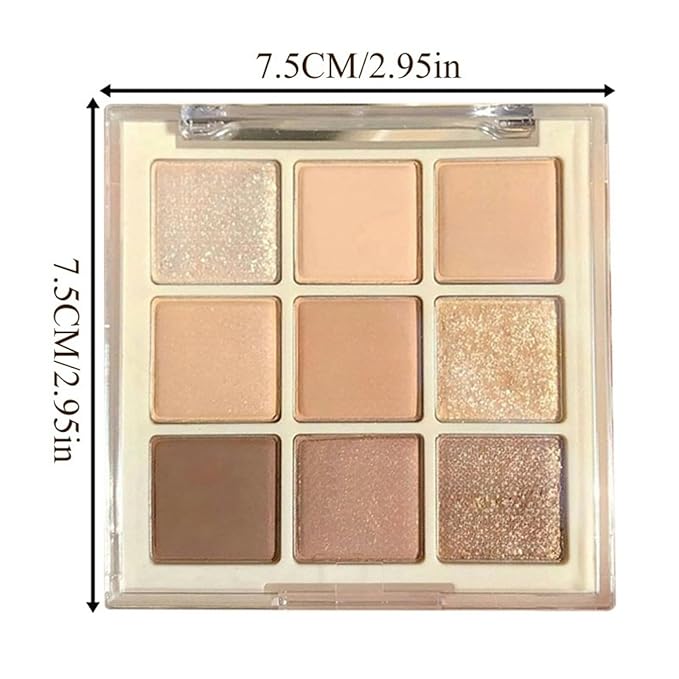 9Color Nude Brown Eyeshadow Palette, Matte Shimmer Glitter Eye Shadow Makeup Palettes, Beige Naked Neutral Gold Eyeshadow Makeup Pallet, Highly Pigmented Long Lasting Blendable Warm Toned Eyeshadow