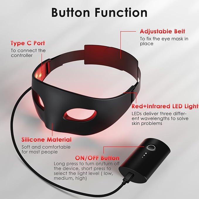 Red Infrared Light Therapy for Eyes, Under Eye 630nm + 850nm LED Light Therapy with 3 Modes, Rechargeable Skin Care Device Eye Recovery
