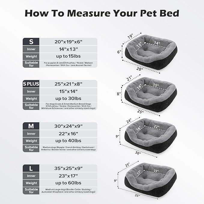 Dog Bed Medium Size, Orthopedic Warming Soft Calming Sleeping Durable with Anti-Slip Bottom