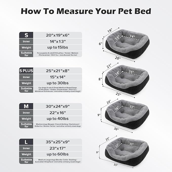 Small Dog Bed Orthopedic Warming Soft Calming Sleeping Durable with Anti-Slip Bottom