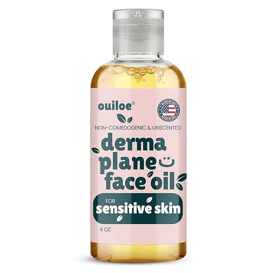 Non Comedogenic Dermaplane Oil for Sensitive Skin - Unscented Face Shaving Oil for Women - Safe for Acne Prone Skin - Non Irritating & Non Greasy Face Oil for Dermaplaning Tool & Razors, 4oz by Ouiloe