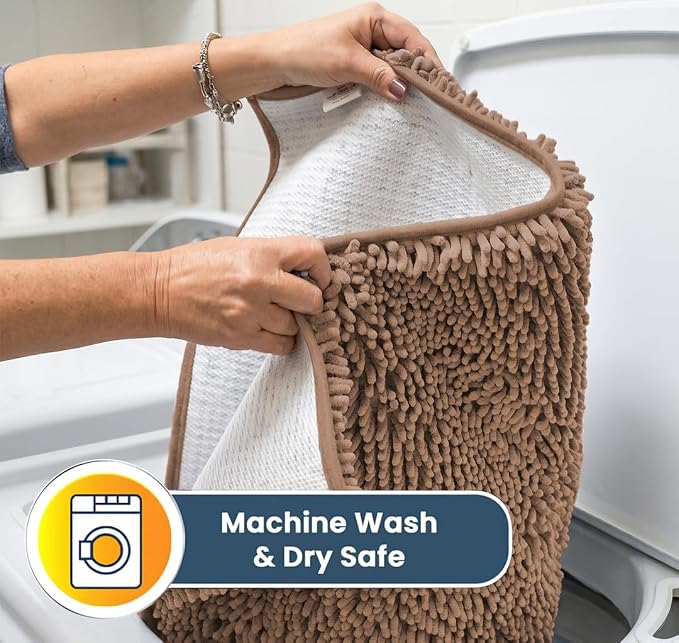 Muddy Mat® | Super Water Absorbent Door Mat Indoor, Microfiber Quick Dry Chenille Entryway Rug, Slip Resistant Front Door Mat, Indoor Mats for Entryway, Machine Washable Pet Rug, Mocha 24" x 120"