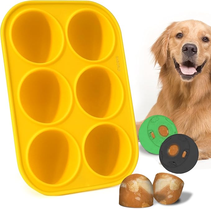 BABORUI 6 Cavities Dog Treat Molds for Woof Pupsicle XLarge 75lbs Up, Dishwasher Safe, Reusable Frozen Dog Treat Molds Silicone for Making Mix Refills Pops Ice Popsicle Treats (XL)
