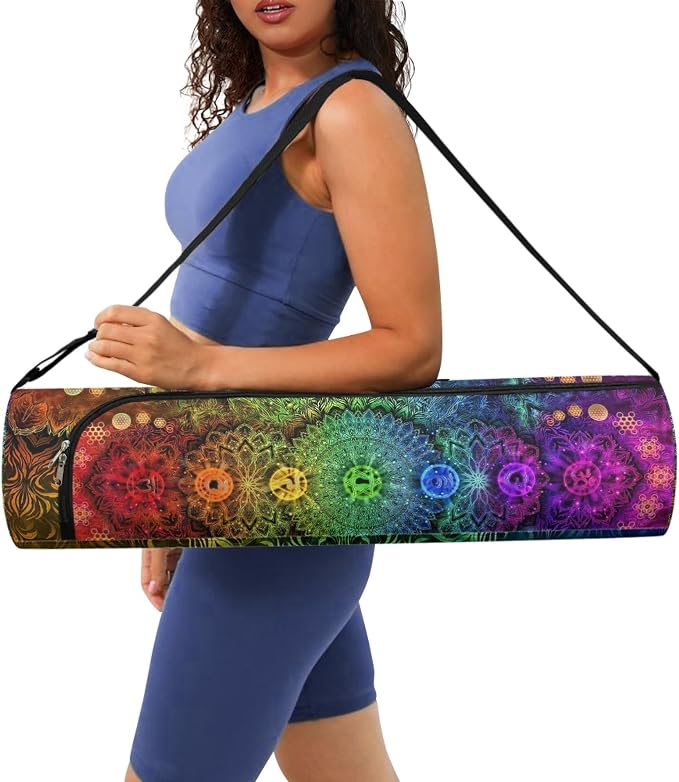 Spacious Extra Large Storage Yoga Mat Bag | Huge Capacity Mandala Gym Tote - Waterproof Wear-Resistant Carrier Strap Pilates