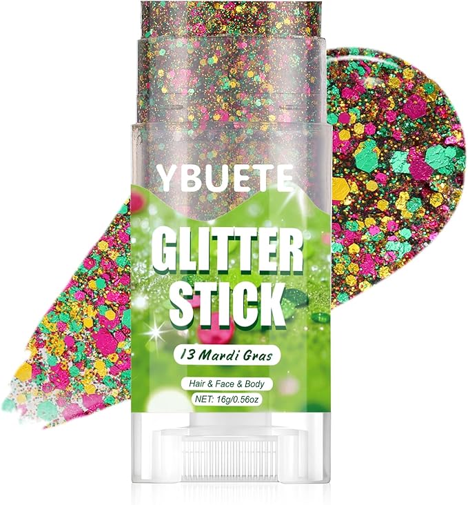 Mardi Gras Face and Body Glitter Stick for Sparkling Makeup, Hair Glitter Accessories for Women, Highlighting Stick for Fairy Dust, Cheerful Face Glitter for Festive Parties and Carnivals